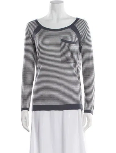 Pre-owned Rag & Bone Cashmere Striped Sweater In White