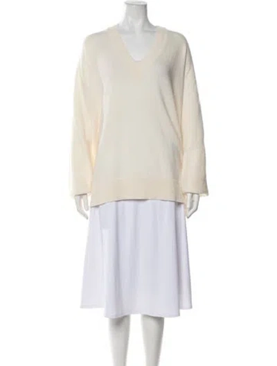 Pre-owned Rag & Bone Cashmere V-neck Sweater W/ Tags In White
