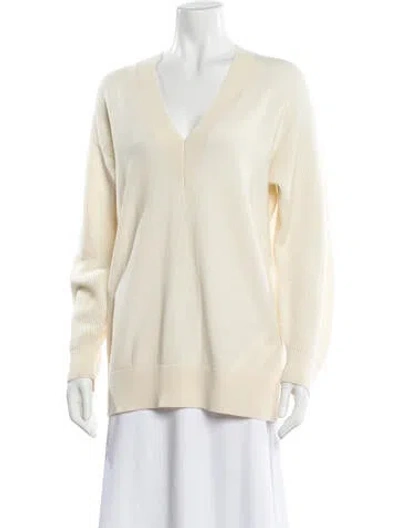 Pre-owned Rag & Bone Cashmere V-neck Sweater In White