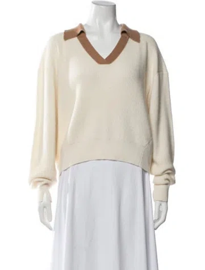 Pre-owned Rag & Bone Cashmere V-neck Sweater In White