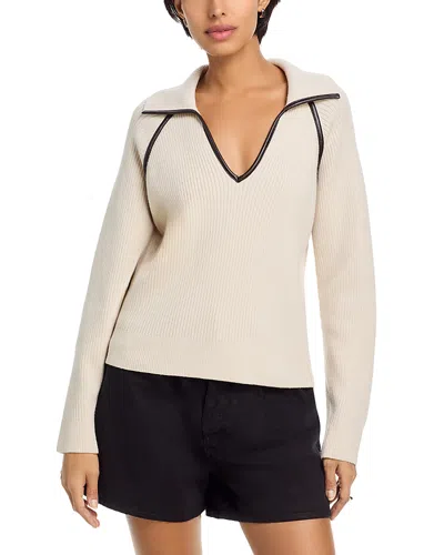 RAG & BONE RAG & BONE CATERINA FAUX LEATHER TRIM POLO SWEATER