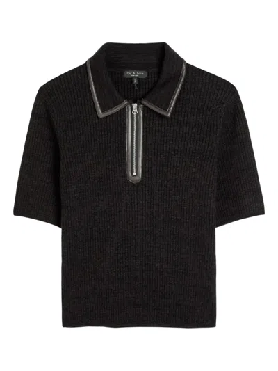Rag & Bone Caterina Zip-fastening Polo Shirt In Black