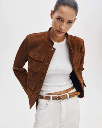 Rag & Bone Celia Studded Italian Suede Belt In Brown