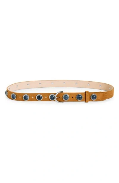 Rag & Bone Celia Studded Stone Leather Belt In Brown