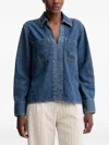 Rag & Bone Channing Split Neck Popover Top In Blue