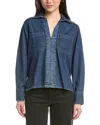 Rag & Bone Channing Split Neck Popover Top In Blue