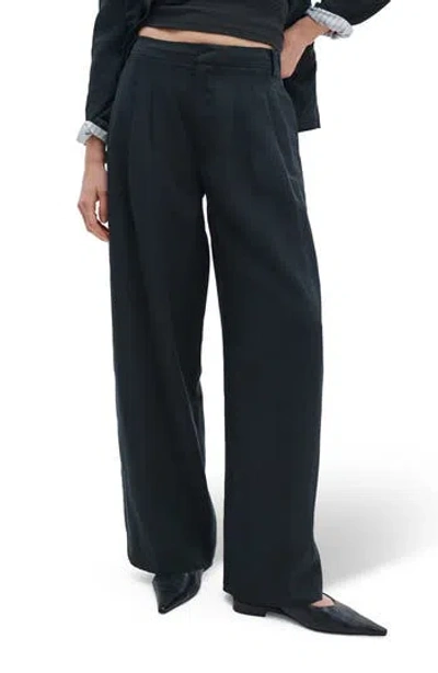 Rag & Bone Chappell High Waist Wide Leg Pleat Pants In Black