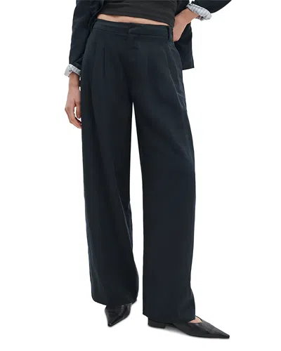 Rag & Bone Chappell High Waist Wide Leg Pleat Pants In Blue