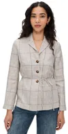Rag & Bone Chappell Plaid Linen Blazer In Gray