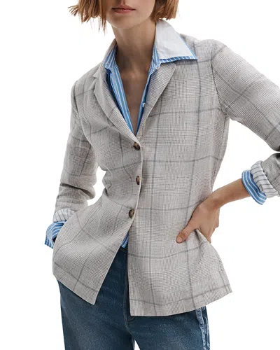 Rag & Bone Chappell Plaid Linen Blazer In Gray