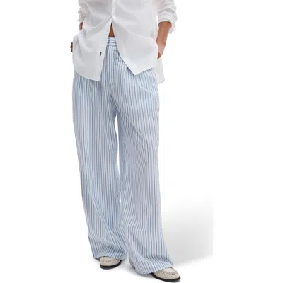 Rag & Bone Chappell Stripe Cotton Poplin Pants In Baby Blue Stripe