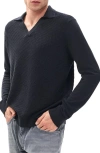 Rag & Bone Charles Wool Johnny Collar Polo Sweater In Black
