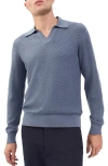 Rag & Bone Charles Wool Johnny Collar Polo Sweater In Blue
