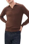 Rag & Bone Charles Wool Johnny Collar Polo Sweater In Brown