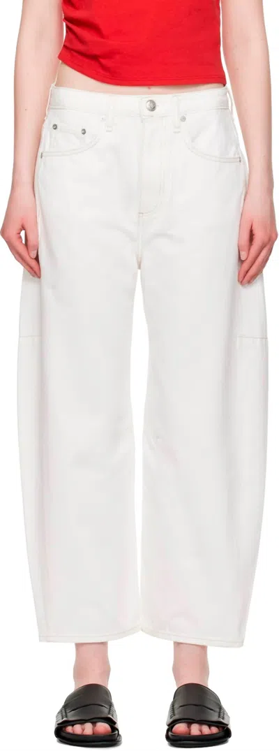Rag & Bone Charlie Ankle Length Barrel Jean In White