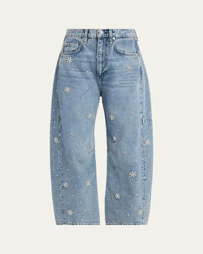 Rag & Bone Charlie Ankle-length Embellished Barrel Jeans In Blue