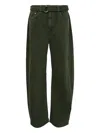 Rag & Bone Charlie High Rise Belted Barrel Jeans In Dark Olive Stone In Green
