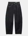 Rag & Bone Charlie High Rise Cropped Barrel Jeans In Twtri In Black