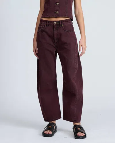 Rag & Bone Charlie High-rise Barrel Jeans In Burnt Burgundy In Purple