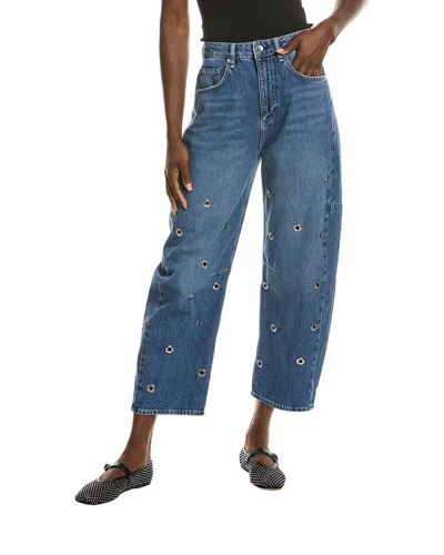 Rag & Bone Chase High-rise Lily Grommet Barrel Jean In Blue