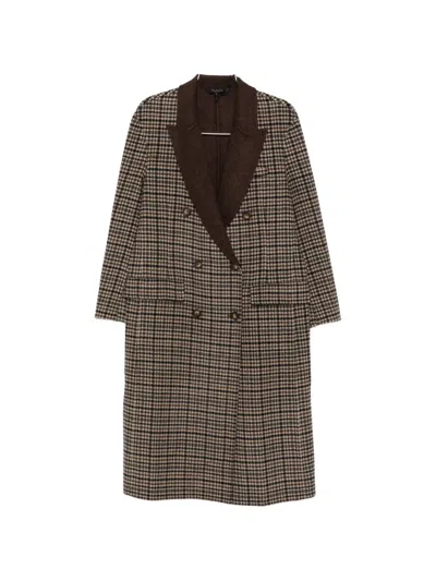 Rag & Bone Check-pattern Double-breasted Coat In Brown