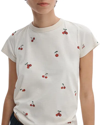 Rag & Bone Cherry Print Cotton Graphic T-shirt In White