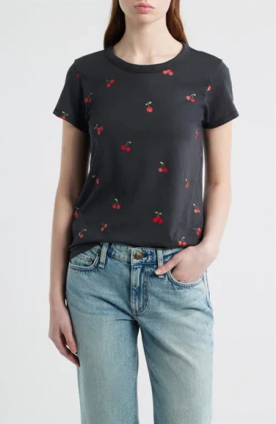 Rag & Bone Cherry Print Cotton Graphic T-shirt In Black