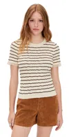 Rag & Bone Chiara Stripe Short Sleeve Shirt Ivory In White