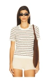 Rag & Bone Womens Ivory Chiara Striped Cotton-blend Ribbed Knit Top In White