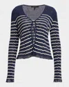 Rag & Bone Chiara Stripe Tie-front Cardigan In Blue