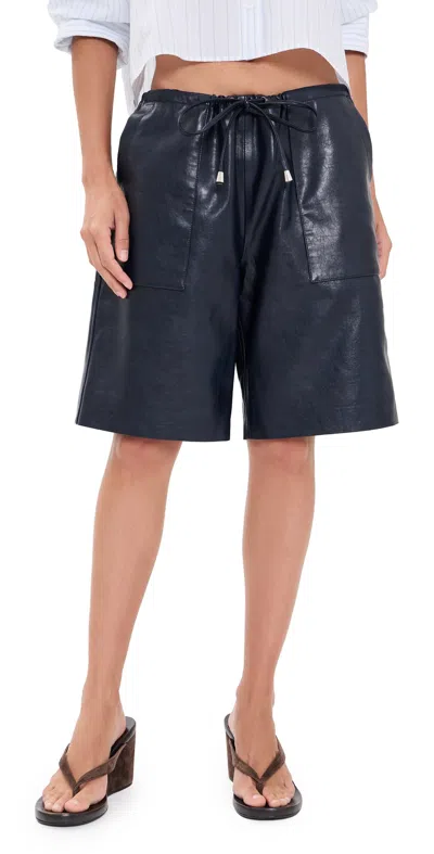 Rag & Bone Claire Faux Leather Shorts Navy In Blue