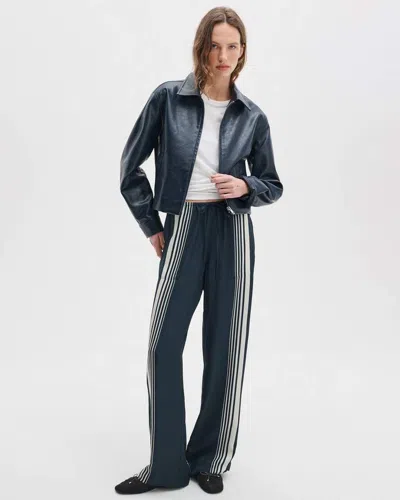 Rag & Bone Claire Striped Silk-blend Pant In Green