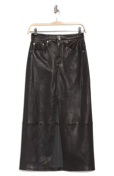 Rag & Bone Clara Leather Midi Skirt In Brown