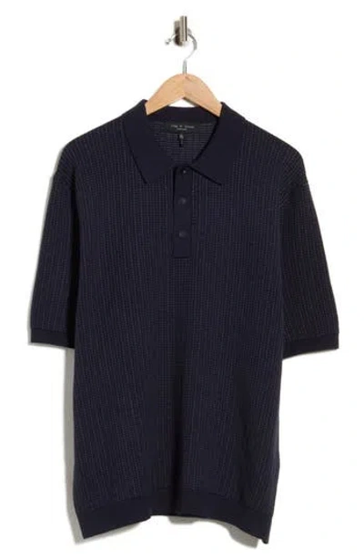 Rag & Bone Clark Sweater Polo In Blue