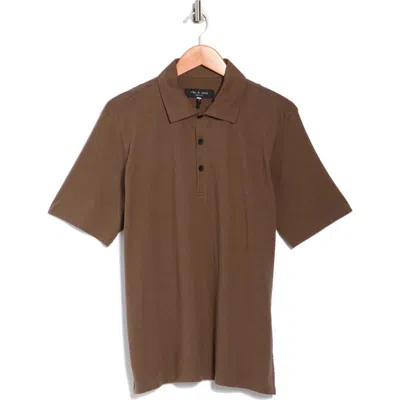 Rag & Bone Classic Cotton & Linen Polo In Brown