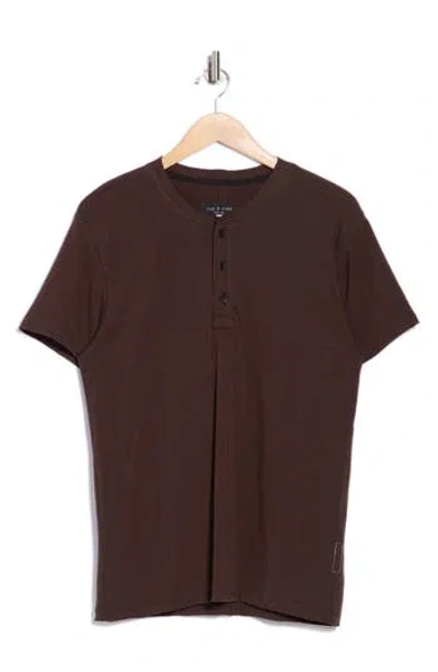 Rag & Bone Classic Cotton Slub Jersey Henley In Brown