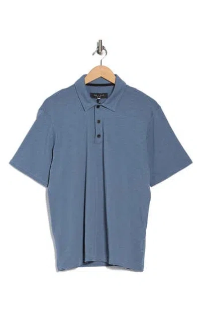Rag & Bone Classic Cotton Slub Jersey Polo In Blue