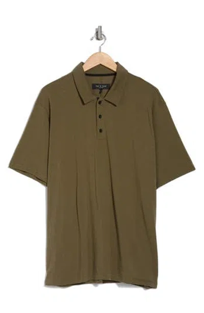 Rag & Bone Classic Cotton Slub Jersey Polo In Green