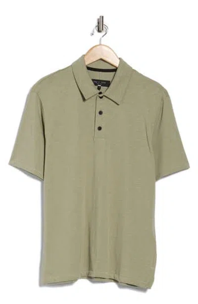 Rag & Bone Classic Cotton Slub Jersey Polo In Green