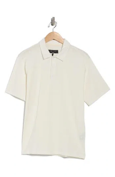 Rag & Bone Classic Cotton Slub Jersey Polo In White
