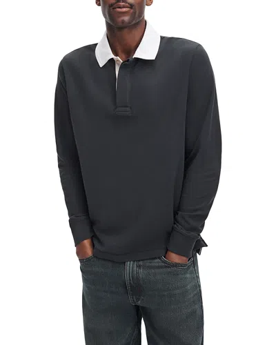 Rag & Bone Classic Cotton Solid Pique Polo Shirt In Black