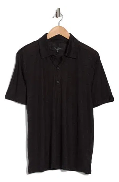 Rag & Bone Classic Cotton Slub Jersey Polo In Black