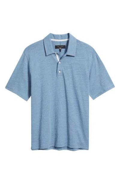 Rag & Bone Classic Flame Cotton Polo In Blue