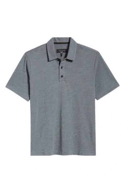 Rag & Bone Classic Flame Cotton Polo In Gray