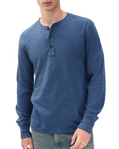 Rag & Bone Classic Flame Slub Cotton Henley In Blue