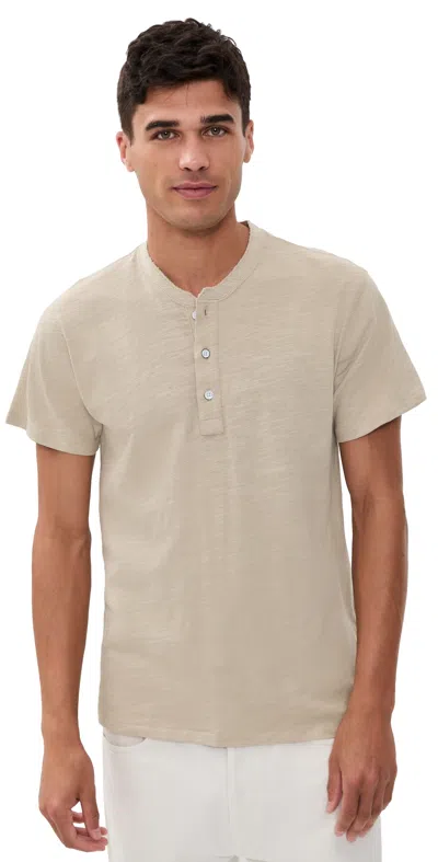 Rag & Bone Classic Flame Short Sleeve Henley Tee Taupe In Neutral
