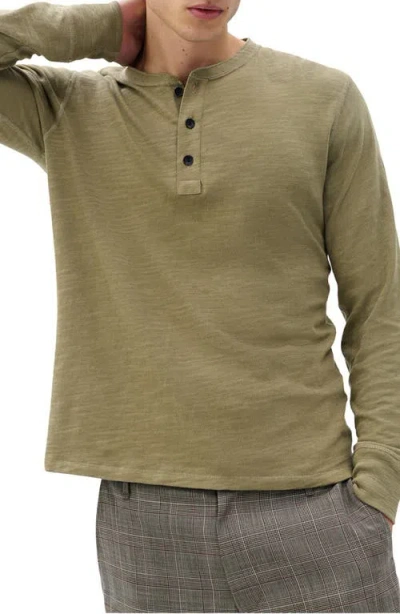 Rag & Bone Classic Flame Slub Cotton Henley In Green