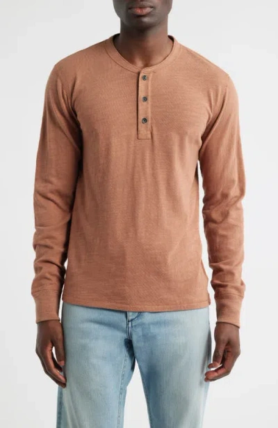 Rag & Bone Classic Flame Slub Cotton Henley In Brown