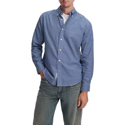 Rag & Bone Classic Plaid Cotton Oxford Shirt In Blue