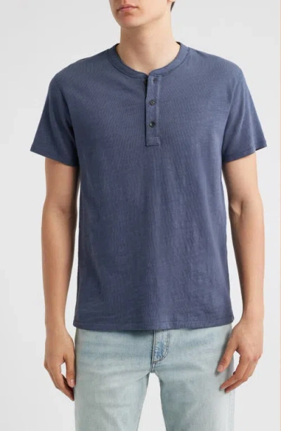 Rag & Bone Classic Short Sleeve Henley In Blue